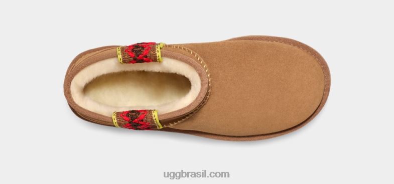 castanha 4VTTD656 UGG mulheres plataforma ultra mini trança clássica