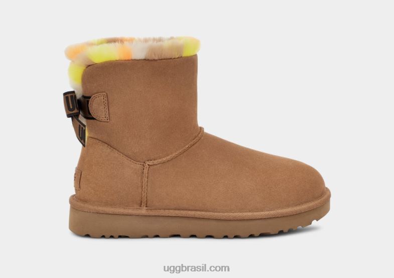castanha 4VTTD859 UGG mulheres mini bailey bow xadrez punk