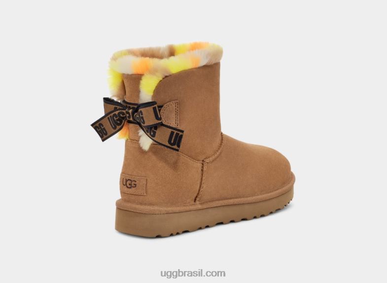 castanha 4VTTD859 UGG mulheres mini bailey bow xadrez punk
