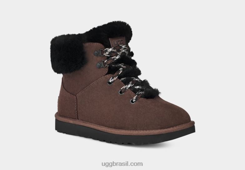 cedro queimado 4VTTD533 UGG mulheres mini laço alpino clássico