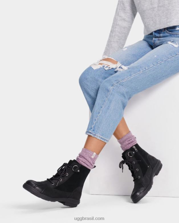 couro preto 4VTTD735 UGG mulheres pato Habsburgo