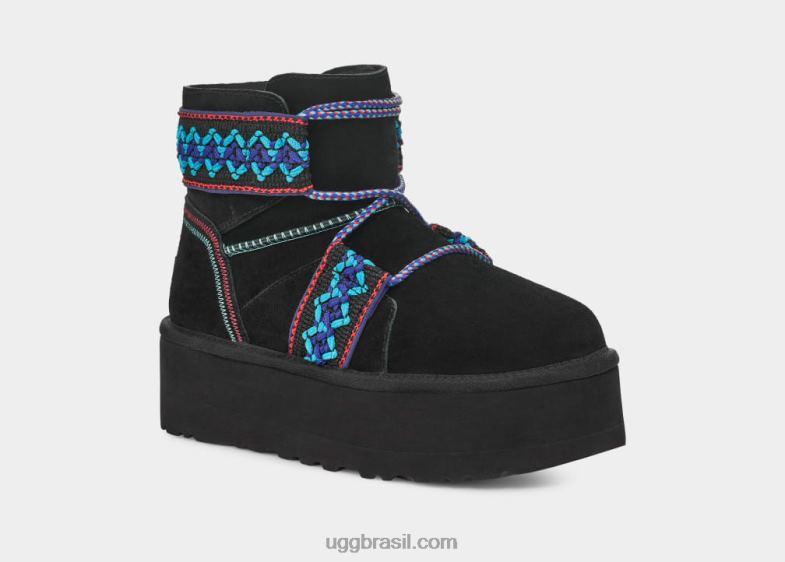 preto 4VTTD654 UGG mulheres plataforma de trança clássica mini ii