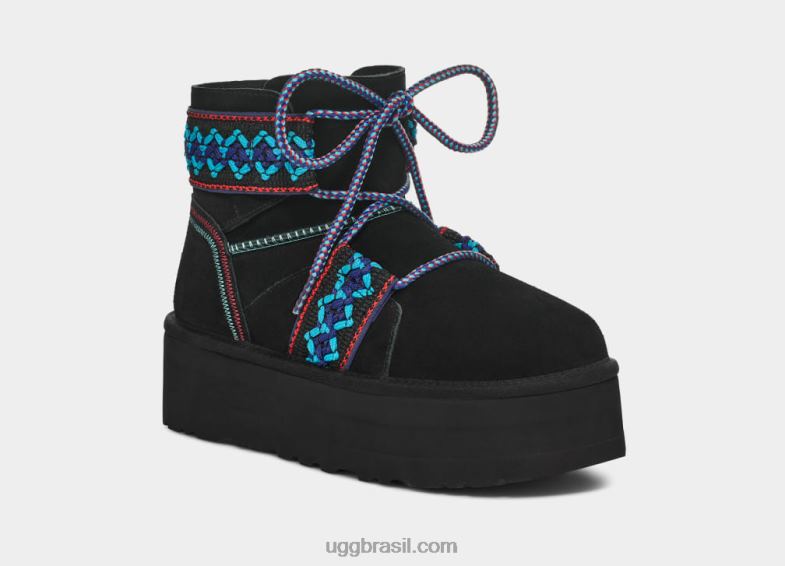 preto 4VTTD654 UGG mulheres plataforma de trança clássica mini ii