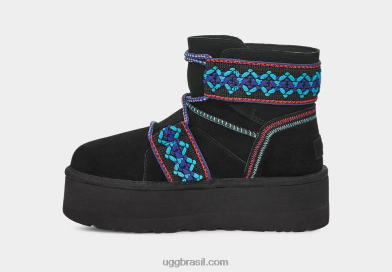 preto 4VTTD654 UGG mulheres plataforma de trança clássica mini ii