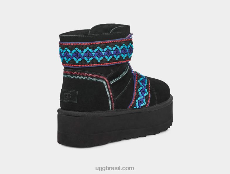 preto 4VTTD654 UGG mulheres plataforma de trança clássica mini ii