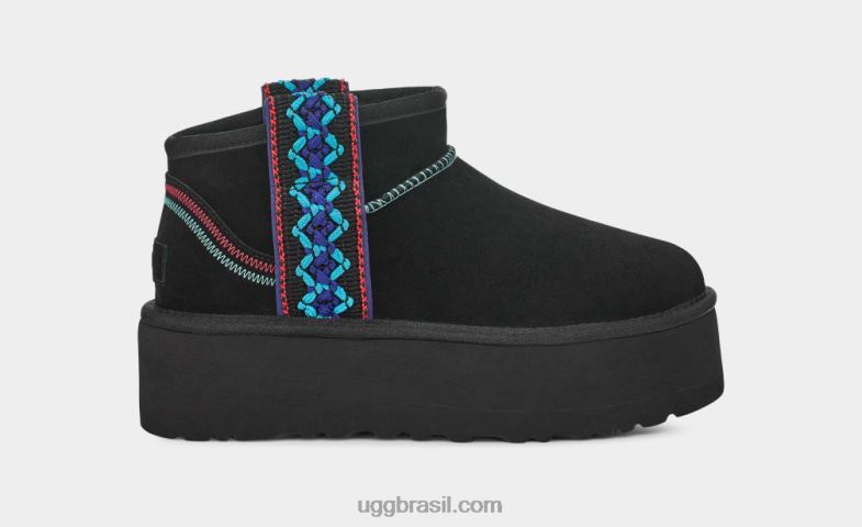 preto 4VTTD657 UGG mulheres plataforma ultra mini trança clássica