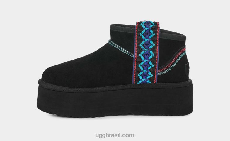 preto 4VTTD657 UGG mulheres plataforma ultra mini trança clássica