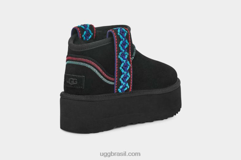 preto 4VTTD657 UGG mulheres plataforma ultra mini trança clássica