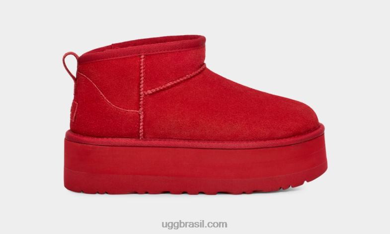 samba vermelho 4VTTD587 UGG mulheres plataforma ultra mini clássica