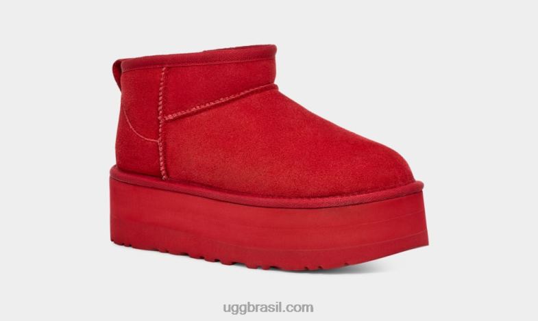 samba vermelho 4VTTD587 UGG mulheres plataforma ultra mini clássica