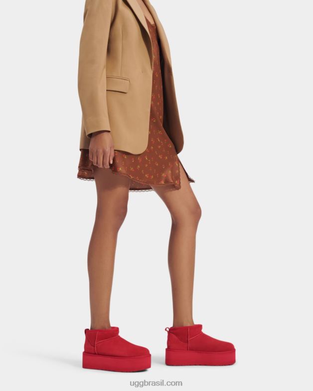 samba vermelho 4VTTD587 UGG mulheres plataforma ultra mini clássica