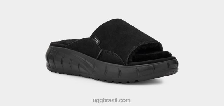 Camurça preta 4VTTD863 UGG mulheres slide do lado oeste