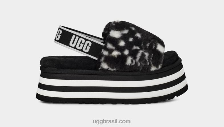 Preto branco 4VTTD51 UGG mulheres slide de cheques de discoteca