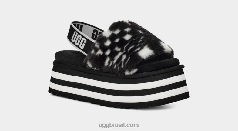 Preto branco 4VTTD51 UGG mulheres slide de cheques de discoteca