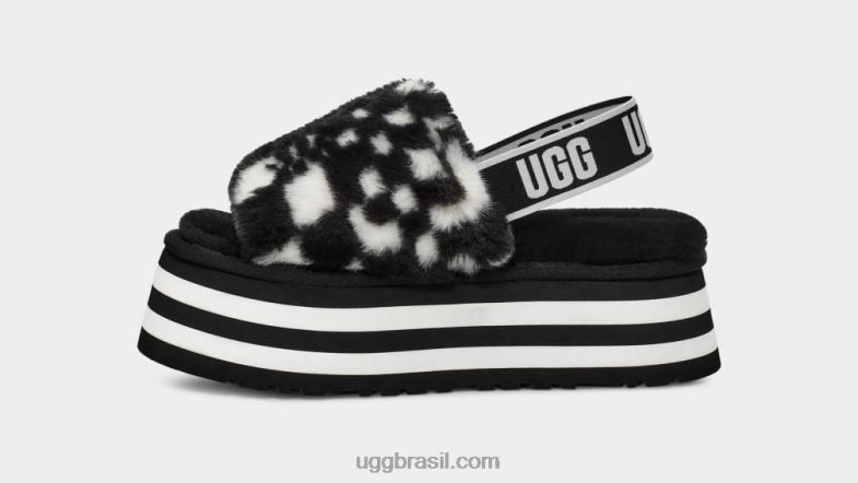 Preto branco 4VTTD51 UGG mulheres slide de cheques de discoteca