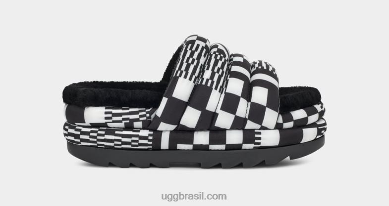 Preto branco 4VTTD59 UGG mulheres slide de cheques maxi