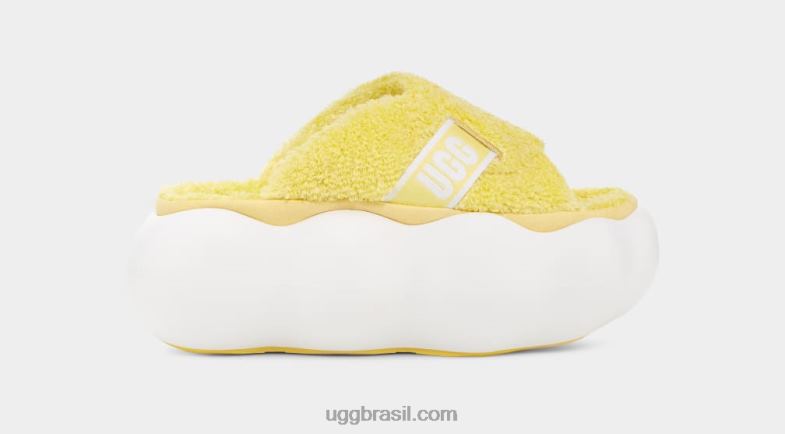 amarelo ensolarado 4VTTD342 UGG mulheres slide de nuvem de açúcar