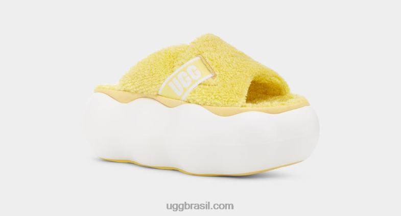 amarelo ensolarado 4VTTD342 UGG mulheres slide de nuvem de açúcar