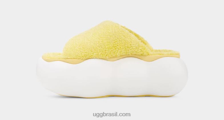 amarelo ensolarado 4VTTD342 UGG mulheres slide de nuvem de açúcar