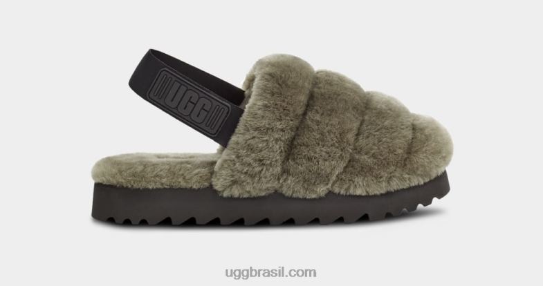 azeitona queimada 4VTTD801 UGG mulheres chinelo super fofinho