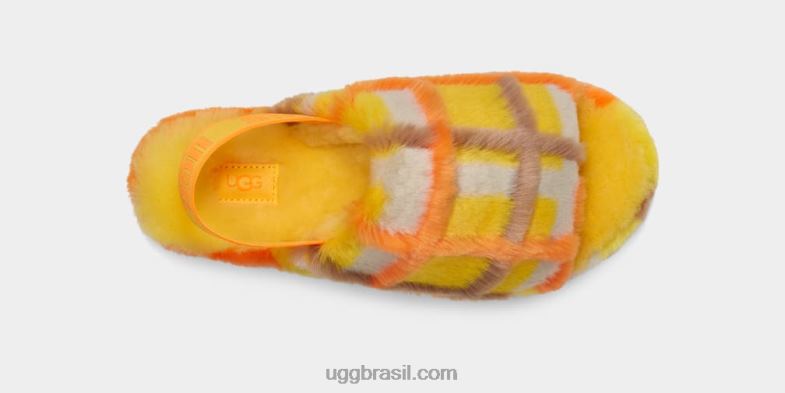 canário 4VTTD66 UGG mulheres fluff sim slide xadrez punk