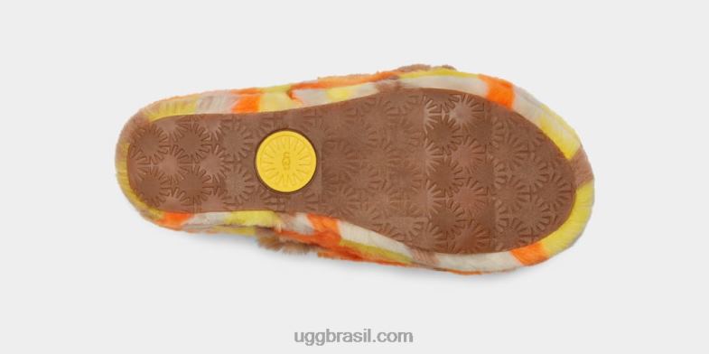 canário 4VTTD66 UGG mulheres fluff sim slide xadrez punk