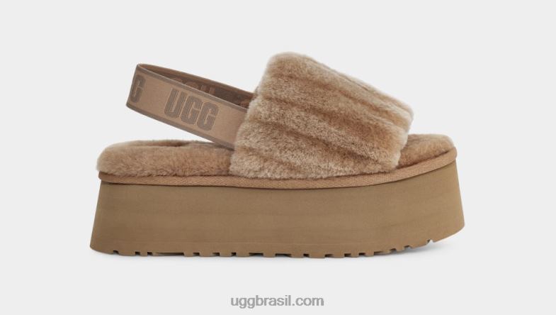 castanha 4VTTD55 UGG mulheres escorregador de veludo disco sherpa