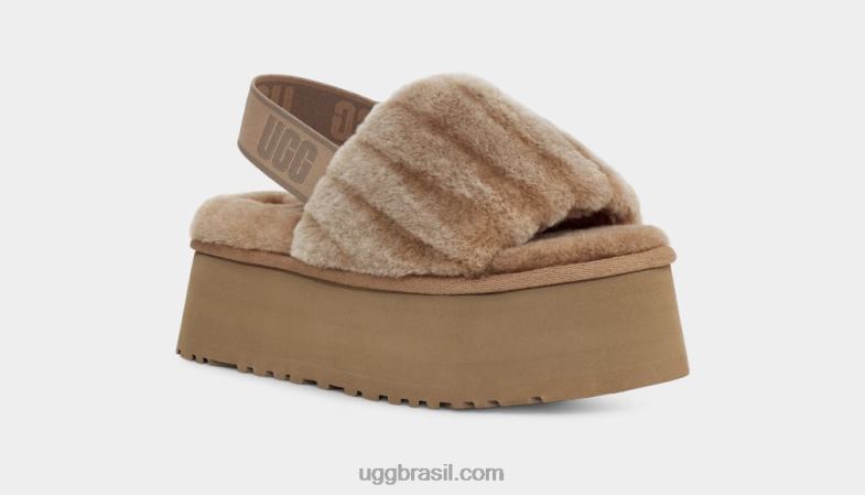 castanha 4VTTD55 UGG mulheres escorregador de veludo disco sherpa
