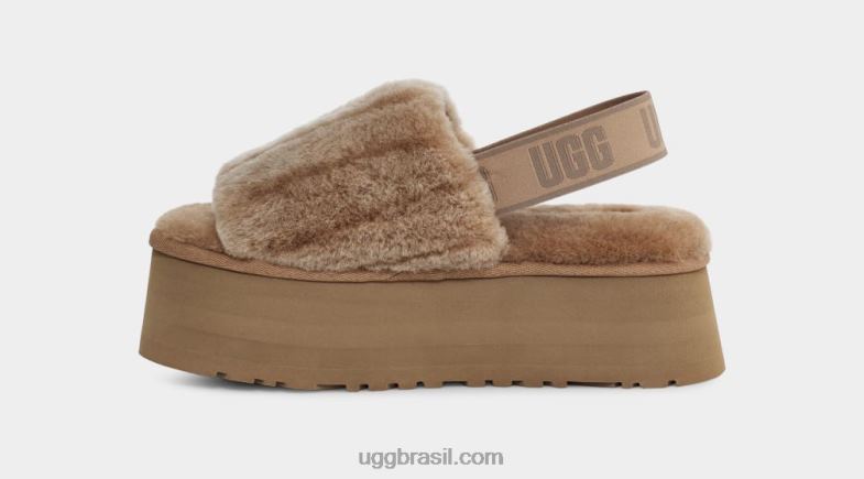 castanha 4VTTD55 UGG mulheres escorregador de veludo disco sherpa