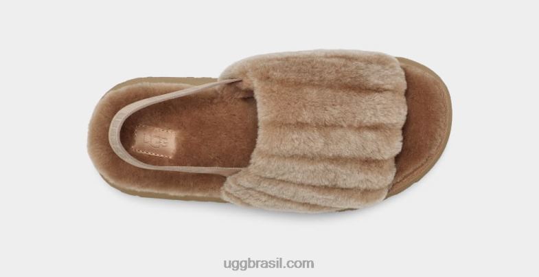 castanha 4VTTD55 UGG mulheres escorregador de veludo disco sherpa