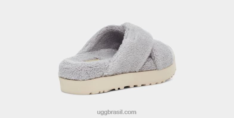 cinza metálico 4VTTD822 UGG mulheres fuzz sugar terry cross slide