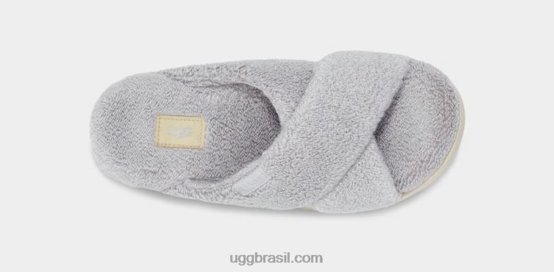 cinza metálico 4VTTD822 UGG mulheres fuzz sugar terry cross slide