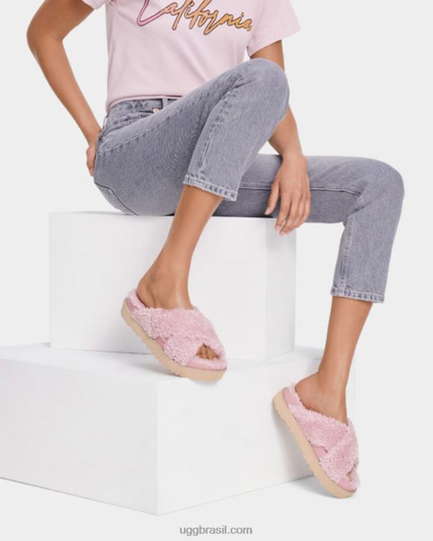 concha 4VTTD831 UGG mulheres corrediça cruzada de açúcar fuzz
