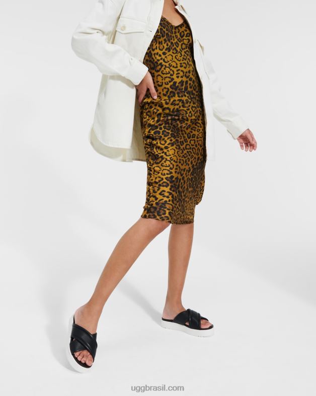 couro preto 4VTTD539 UGG mulheres banda cruzada zayne