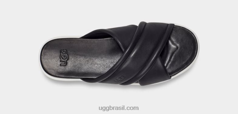 couro preto 4VTTD539 UGG mulheres banda cruzada zayne