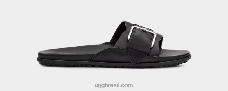 couro preto 4VTTD64 UGG mulheres corrediça de fivela solivan