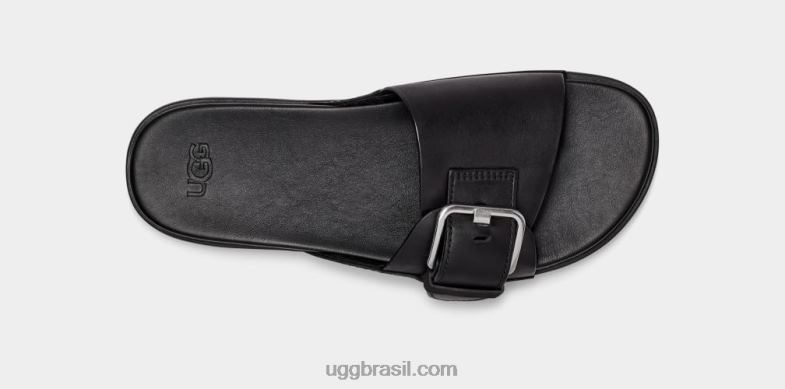 couro preto 4VTTD64 UGG mulheres corrediça de fivela solivan
