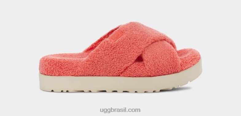 felicidade de pêssego 4VTTD821 UGG mulheres fuzz sugar terry cross slide