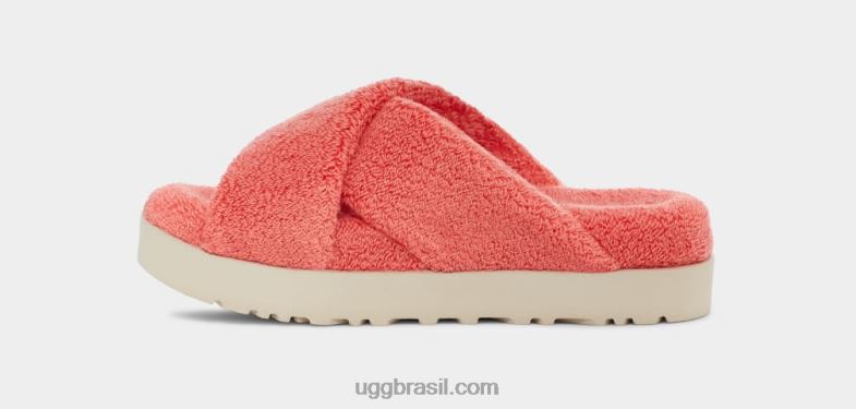 felicidade de pêssego 4VTTD821 UGG mulheres fuzz sugar terry cross slide