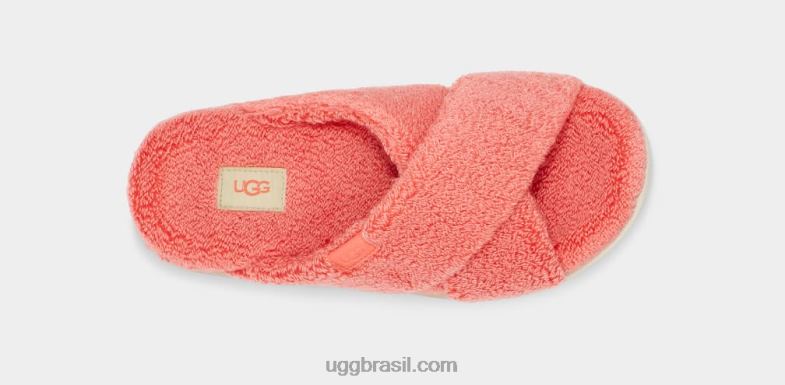 felicidade de pêssego 4VTTD821 UGG mulheres fuzz sugar terry cross slide
