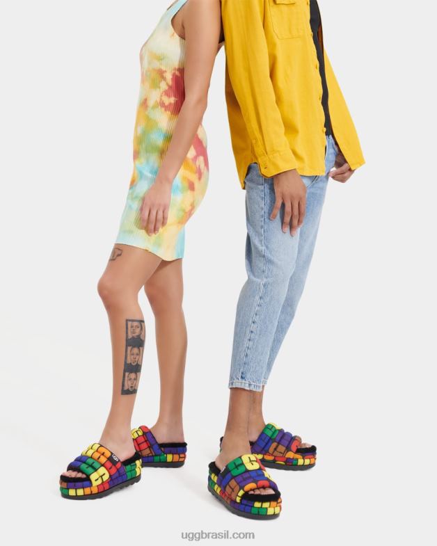 logotipo do arco-íris 4VTTD604 UGG mulheres slide de orgulho