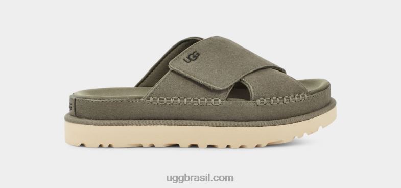 musgo verde 4VTTD438 UGG mulheres slide transversal goldenstar