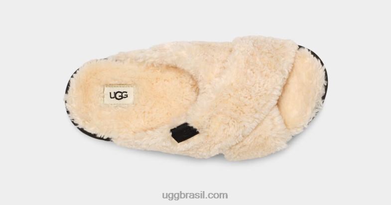 natural/preto 4VTTD477 UGG mulheres corrediça cruzada de açúcar fuzz