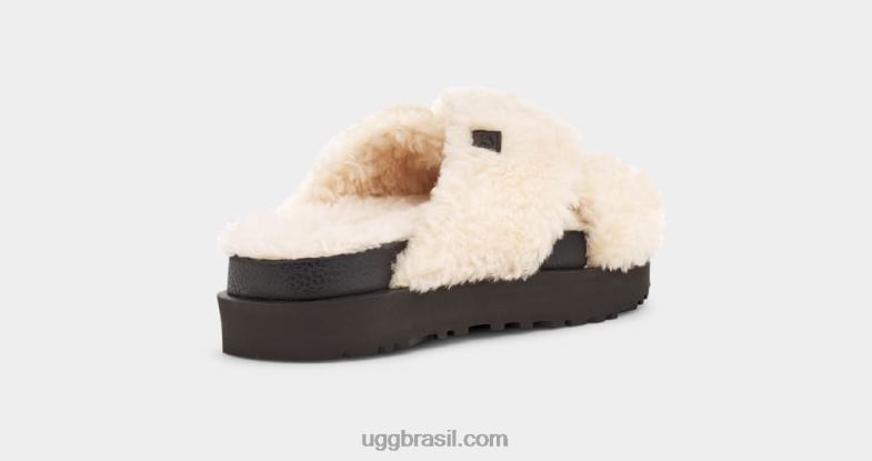 natural/preto 4VTTD830 UGG mulheres corrediça cruzada de açúcar fuzz