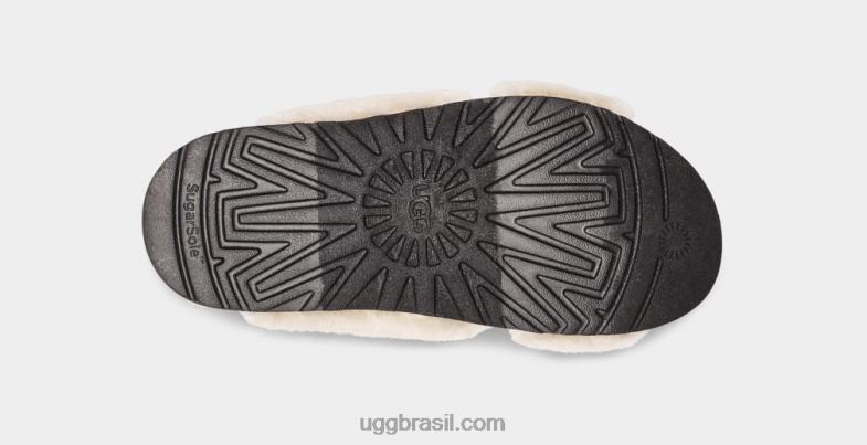 natural/preto 4VTTD830 UGG mulheres corrediça cruzada de açúcar fuzz