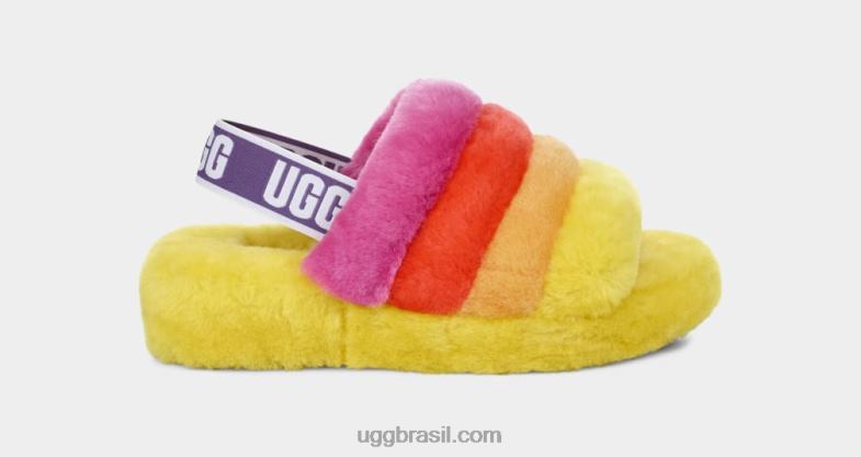 orgulho arco-íris amarelo 4VTTD838 UGG mulheres orgulho fluff sim deslize