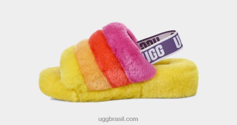 orgulho arco-íris amarelo 4VTTD838 UGG mulheres orgulho fluff sim deslize