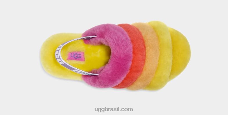 orgulho arco-íris amarelo 4VTTD838 UGG mulheres orgulho fluff sim deslize