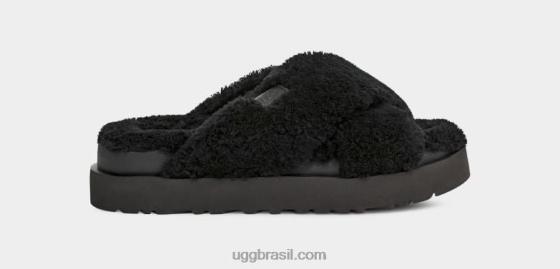 preto 4VTTD476 UGG mulheres corrediça cruzada de açúcar fuzz