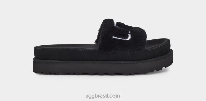 preto 4VTTD829 UGG mulheres slide de pele latina